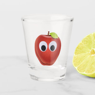 Funny Red Apple with Googly Eyes  Shot Glass