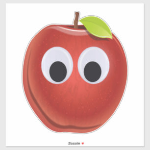 Funny Red Apple with Googly Eyes  Sticker