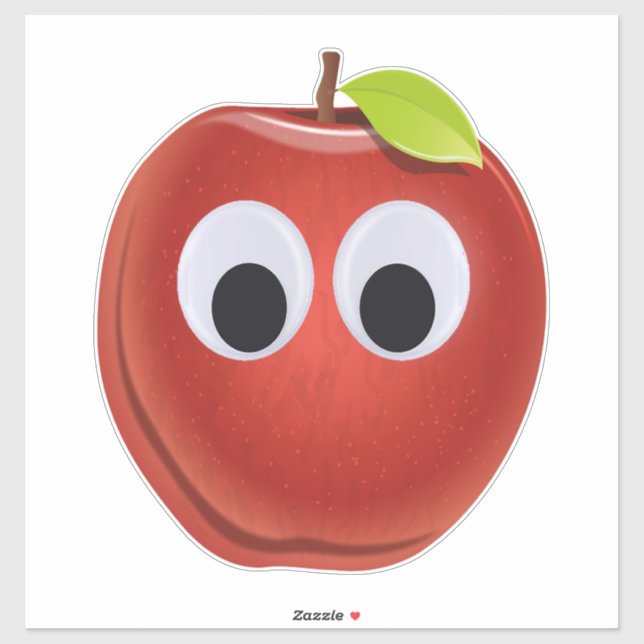 Funny Red Apple with Googly Eyes  Sticker (Sheet)