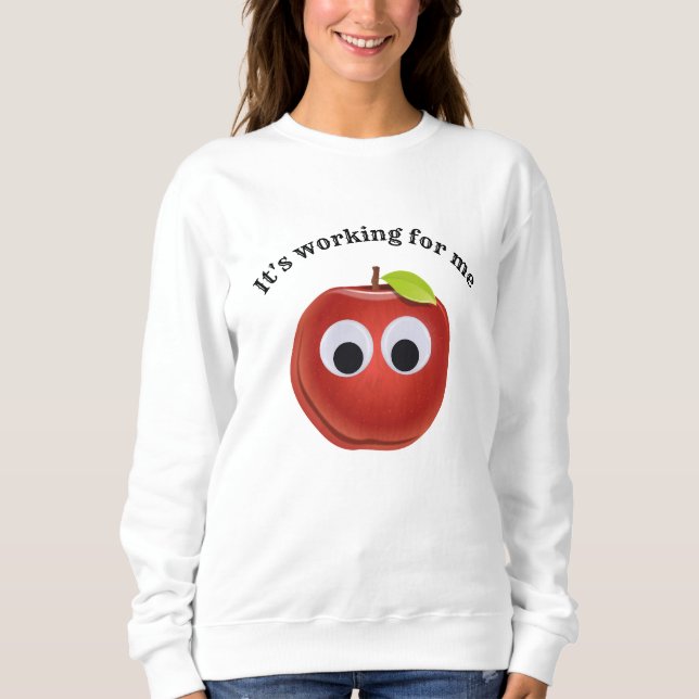 Funny Red Apple with Googly Eyes Sweatshirt (Front)