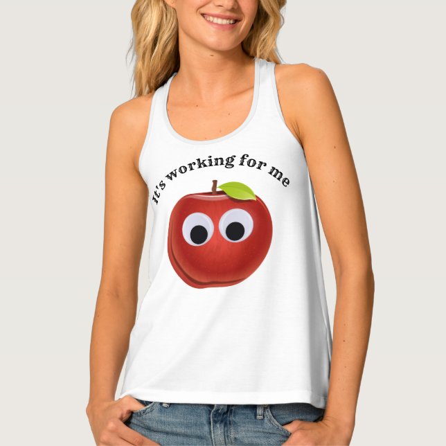 Funny Red Apple with Googly Eyes  Tank Top (Front)