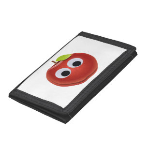 Funny Red Apple with Googly Eyes Tri-fold Wallet
