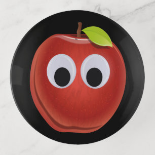 Funny Red Apple with Googly Eyes  Trinket Tray