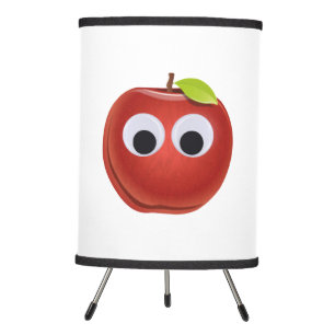 Funny Red Apple with Googly Eyes Tripod Lamp