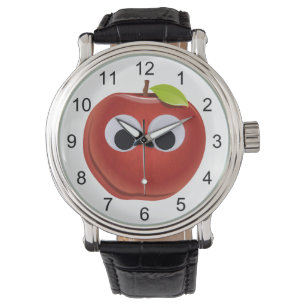 Funny Red Apple with Googly Eyes Watch