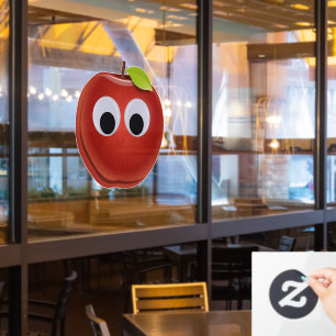 Funny Red Apple with Googly Eyes Window Cling