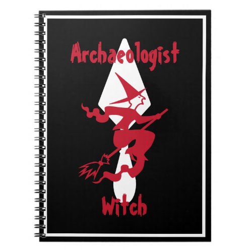 Funny Red Archaeologist Witch on a Broom Notebook