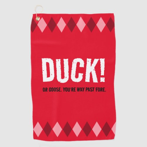 Funny Red Argyle Duck Golf Towel