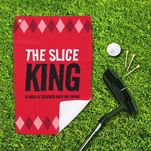 Funny Red Argyle The Slice King  Golf Towel