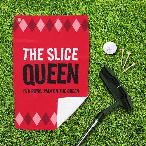 Funny Red Argyle The Slice Queen  Golf Towel