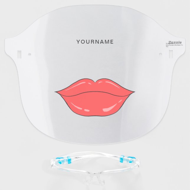 Funny Red Big Lips Personalized Face Shield (Front w/Glasses)