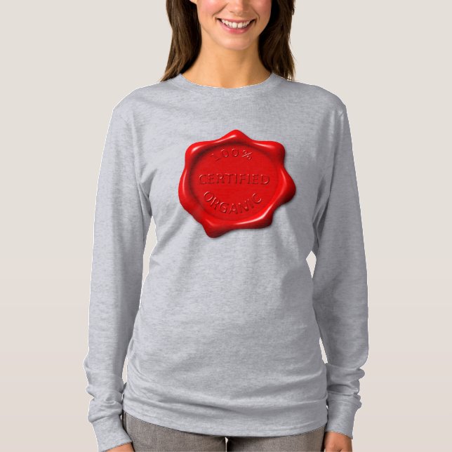 Funny Red Black Certified Organic Wax Seal T-Shirt (Front)