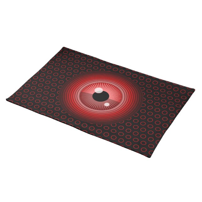 Funny Red Black Evil Devil Eye Magic Art Cloth Placemat (On Table)