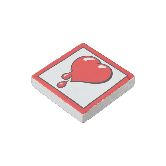 Funny Red Bleeding Heart Liberal Pop Art Stone Magnet (Angled)