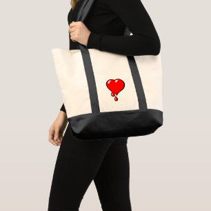 Funny Red Bleeding Heart Liberal Pop Art Tote Bag