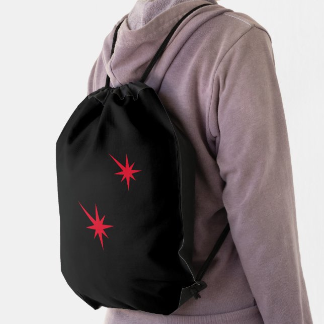Funny red blood starburst black Halloween costume Drawstring Bag (Insitu)