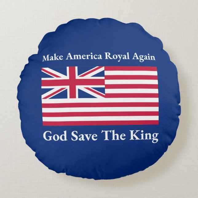 Funny Red Blue Make America Royal Again Art Round Pillow (Front)