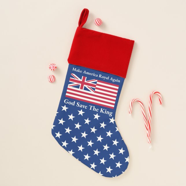 Funny Red Blue Make America Royal Again Flag Christmas Stocking (Front)