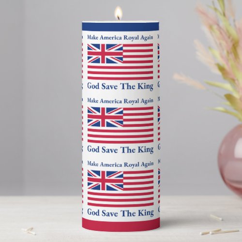 Funny Red Blue Make America Royal Again Flag Pillar Candle