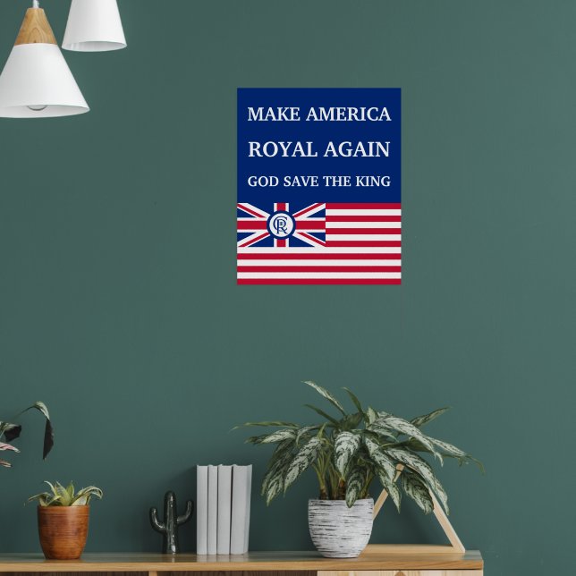 Funny Red Blue Make America Royal Again Flag Poster (Living Room 1)