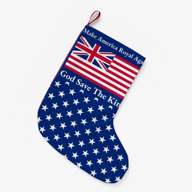 Funny Red Blue Make America Royal Again Flag Small Christmas Stocking (Front (Hanging))