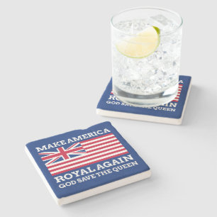 Funny Red Blue Make America Royal Again Flag Stone Coaster