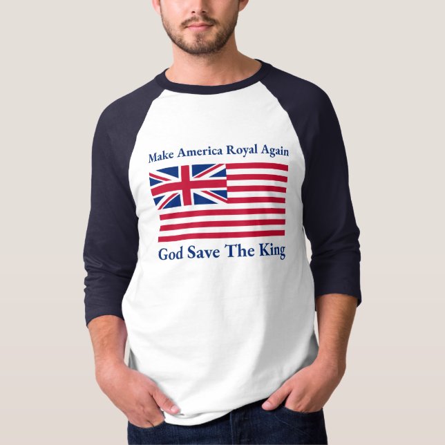 Funny Red Blue Make America Royal Again Flag T-Shirt (Front)