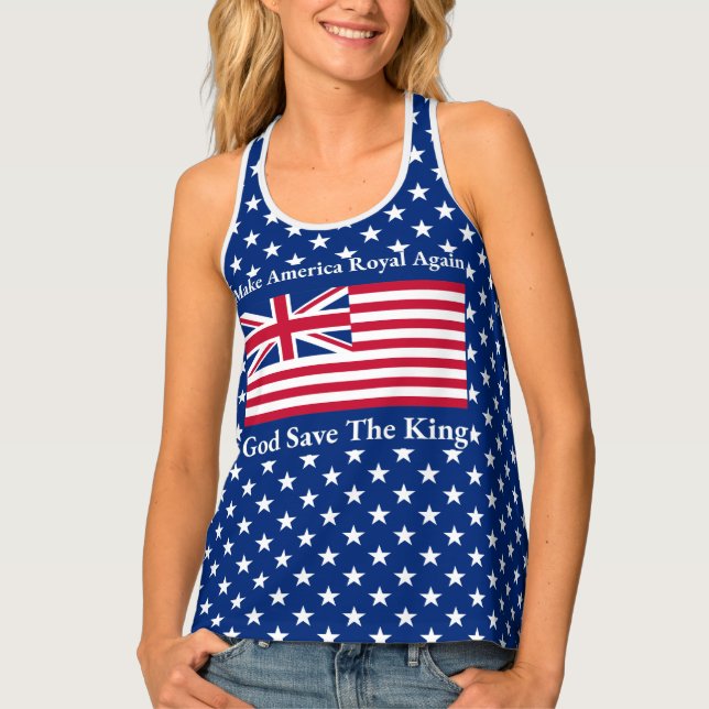 Funny Red Blue Make America Royal Again Flag Tank Top (Front)