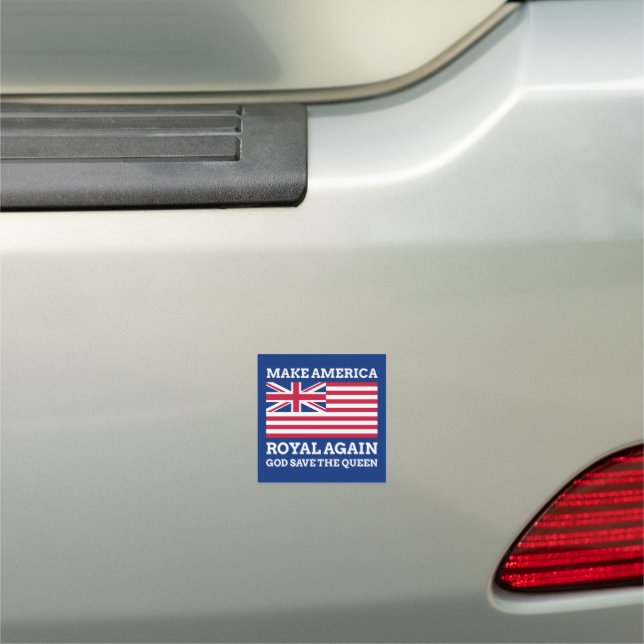 Funny Red Blue Make America Royal Again Vector Art Car Magnet (In Situ)