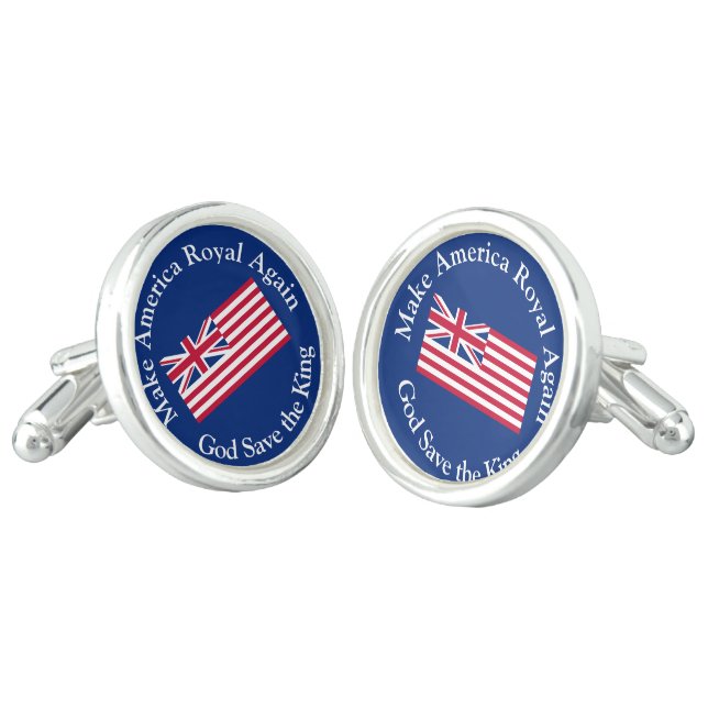Funny Red Blue Make America Royal Again Vector Art Cufflinks (Angled)