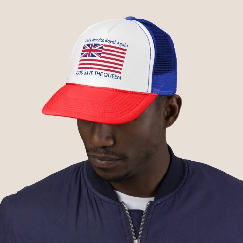 Funny Red Blue Make America Royal Again Vector Art Trucker Hat