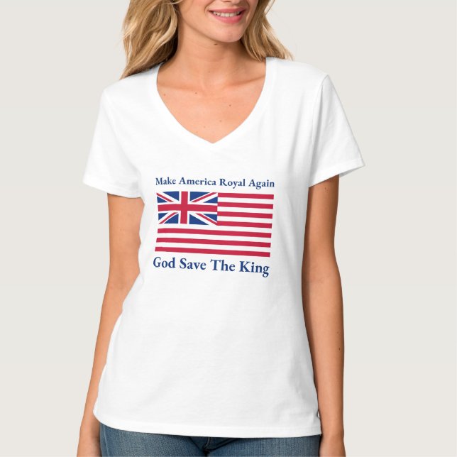 Funny Red Blue White Make America Royal Again Flag T-Shirt (Front)