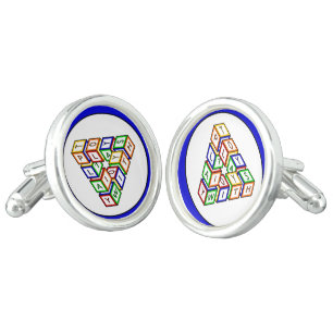 Funny Red Blue Yellow Green Kid Toy Blocks Cufflinks
