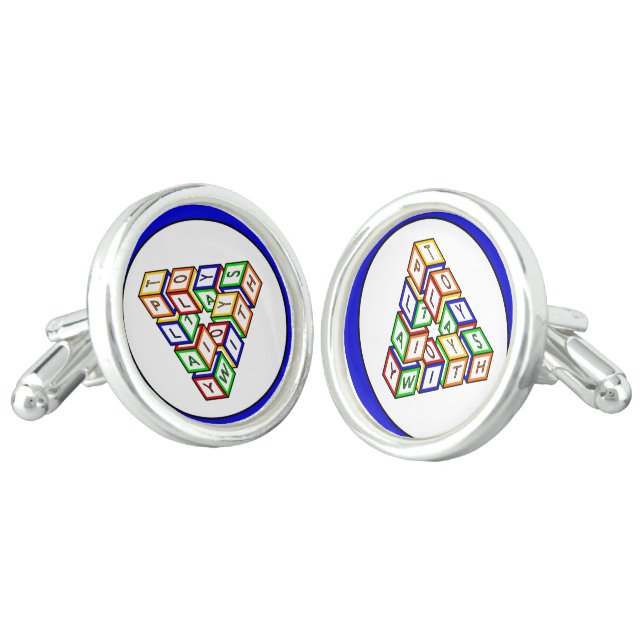 Funny Red Blue Yellow Green Kid Toy Blocks Cufflinks (Angled)