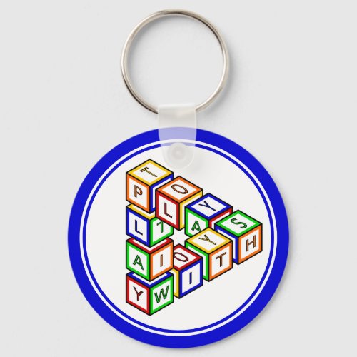 Funny Red Blue Yellow Green Kid Toy Blocks Keychain