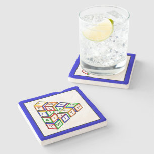 Funny Red Blue Yellow Green Kid Toy Blocks Stone Coaster