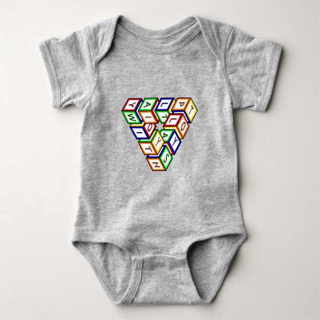 Funny Red Blue Yellow Green Toy Blocks Art Baby Bodysuit (Front)