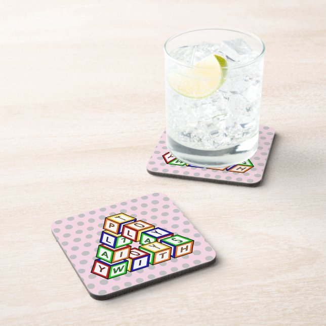 Funny Red Blue Yellow Green Toy Blocks Art Beverage Coaster (Right Side)