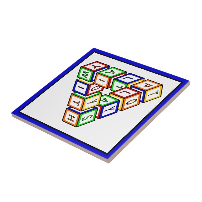 Funny Red Blue Yellow Green Toy Blocks Art Ceramic Tile (Side)