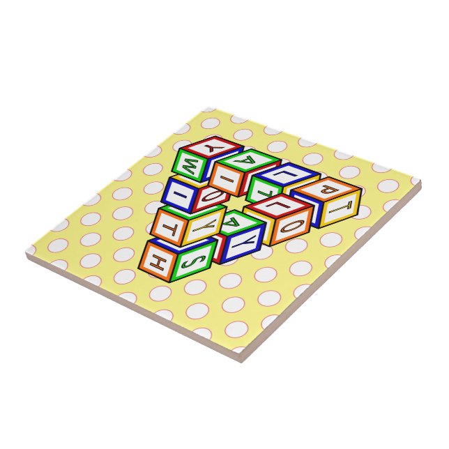 Funny Red Blue Yellow Green Toy Blocks Art Ceramic Tile (Side)