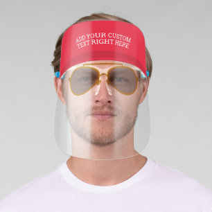 Funny Red Cap Hat Drawing with sunglasses Face Shield