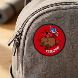 Funny Red Cardinal & Groundhog Freedom USA Cartoon Patch