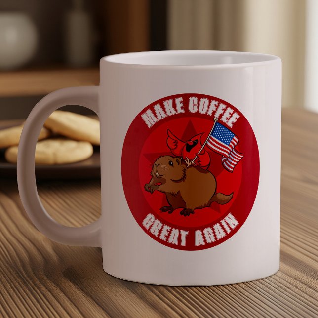 Funny Red Cardinal Make Coffee Great Again Cartoon Giant Coffee Mug (Creator Uploaded)