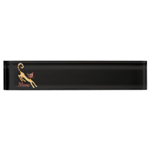 Funny red cat desk name plate