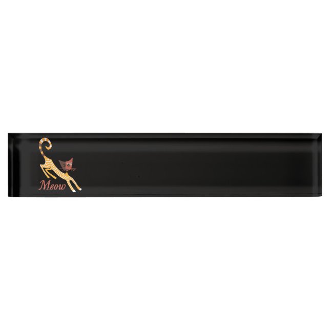 Funny red cat desk name plate (Front)