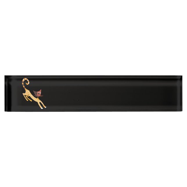 Funny red cat desk name plate (Front)