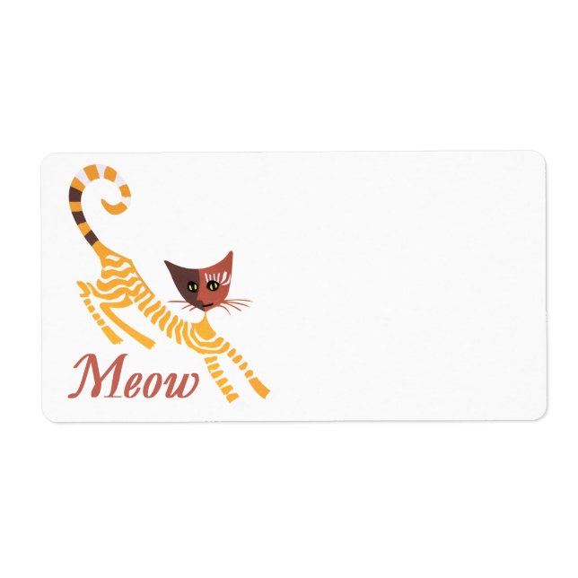 Funny red cat label (Front)