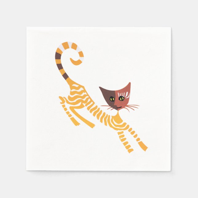 Funny red cat napkins (Front)