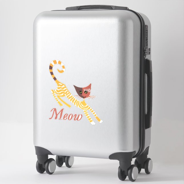 Funny red cat sticker (Suitcase)
