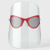 Funny Red Cat's Eye Sunglasses Illustrated Face Shield (Front)